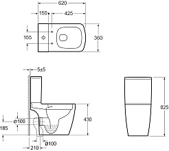 Ambassador Унитаз компакт Kingston 147K19002RS безободковый белый с сиденьем микролифт – фотография-13